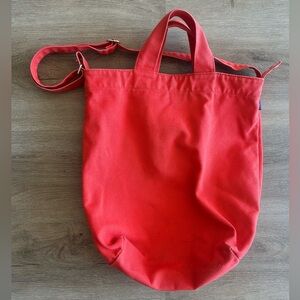 BAGGU Poppy Red Canvas Duck Tote